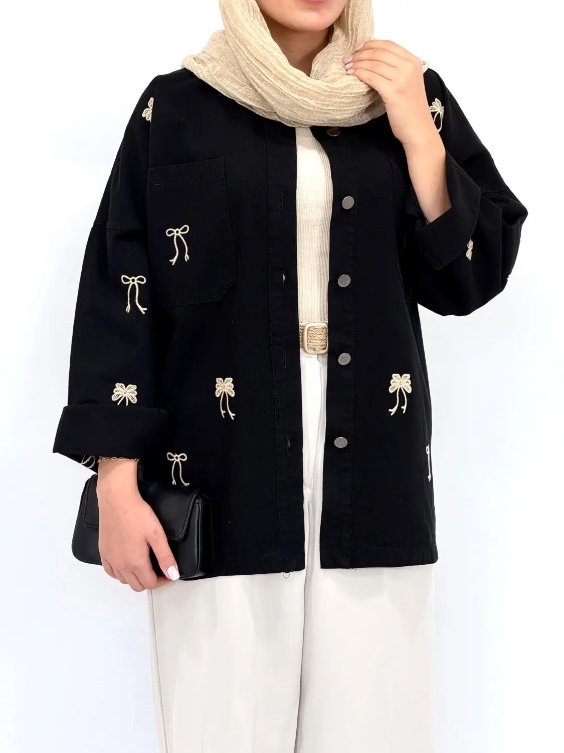 مانتو کتان کاغذی گلدوزی papion